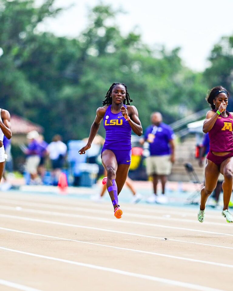 Jamaica’s Brianna Lyston won 100m and 200m for LSU at the Bernie Moore Stadium
