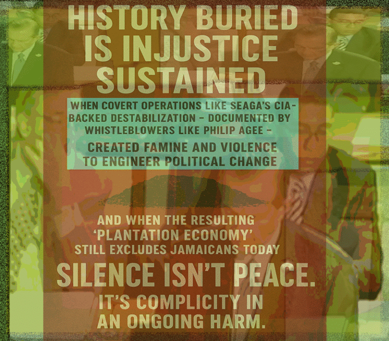 Treason demands accountability. We must also recognize Edward Seaga's true role: an outsider who imposed Reagan's exclusive, plantation-model tourism economy on Jamaica