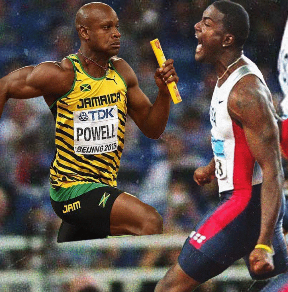 Asafa Powell and justin Gatlin