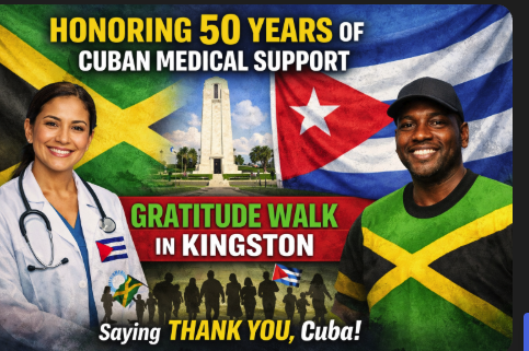 Celebrating Cuban medical support in kingston, Jamaica