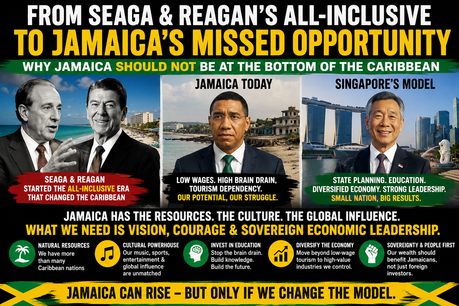 Seaga and Reagan's all-inclusive to Jamaica's missed opportunity to Andrew Holness doubled down on tourism, while Singapore created opportunities