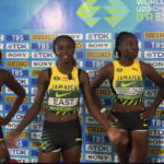 Jamaican sprinters Sashana Johnson, Theianna-Lee Terrelonge, Natrece East and Shanoya Douglas, members of Jamaica’s gold-medal women’s 4x100m relay team at the 2026 World Athletics U20 Championship