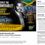 The Right Excellent Marcus Garvey alongside Jamaica’s tourism industry and Singapore skyline, representing the debate over economic dependency, foreign investment and citizen-first development.