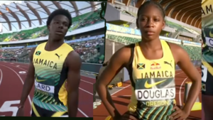 Jamaican-themed athletic cat representing Jamaica's 200m finalists at the World U20 Championships