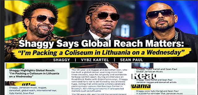 Shaggy, Vybz Kartel and Sean Paul, Jamaican reggae and dancehall artists