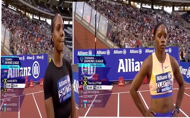 Tina Clayton and Jonielle Smith both ran 10.94 to finish fourth and fifth for Jamaica in the women’s 100m final at the World Athletics Ultimate Championship.
