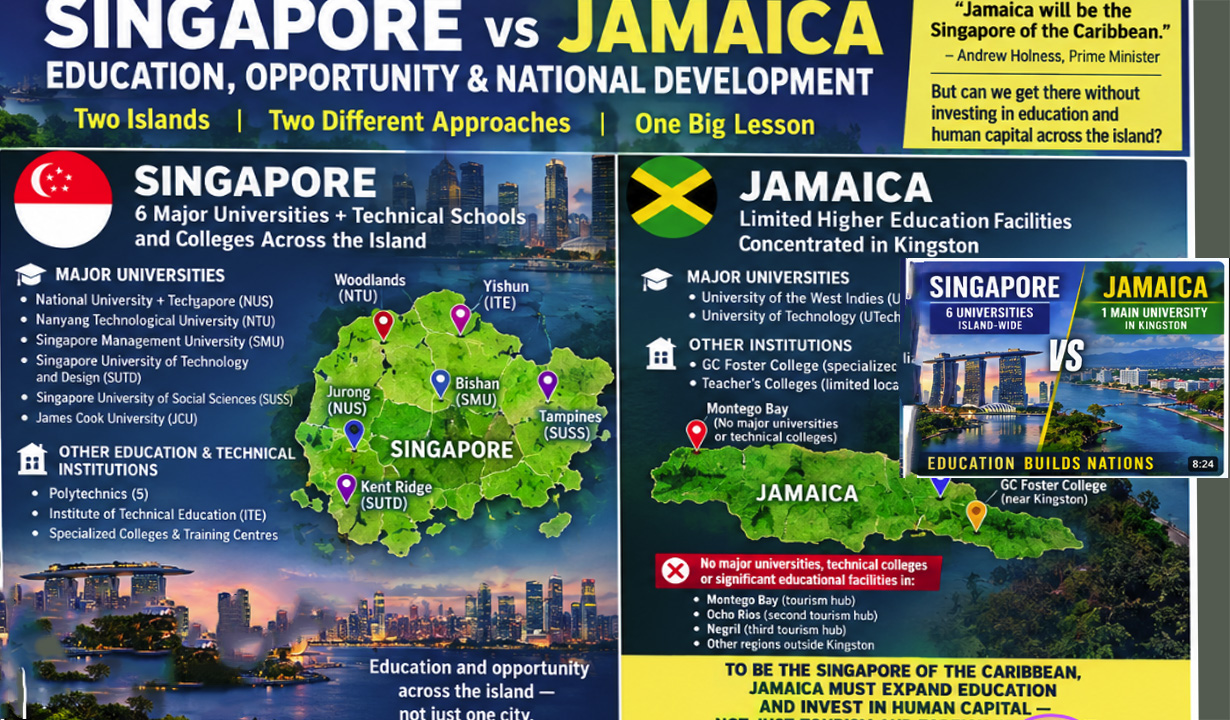Singapore and Jamaica compared by higher education facilities, institutional development and the geographic distribution of educational opportunities